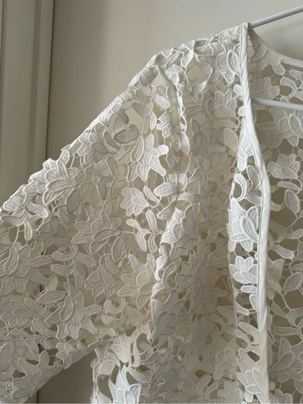 Alfani White Lace Cutout Open Front Jacket - Picture 4 of 7
